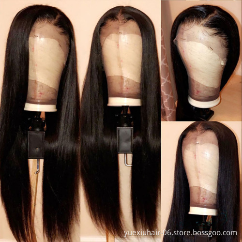 Full 250% Density Kinky Straight HD Lace Frontal Human Hair Wig Brazilian Natural Hairline Yaki 5x5 6x6 Transparent Closure Wig